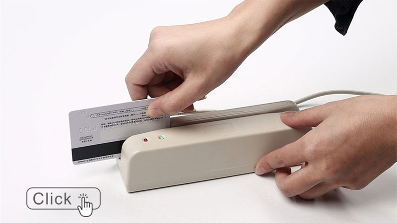 The reverse side of a dual technology RFID entry card showing a standard magnetic stripe for legacy swipe card reader systems.