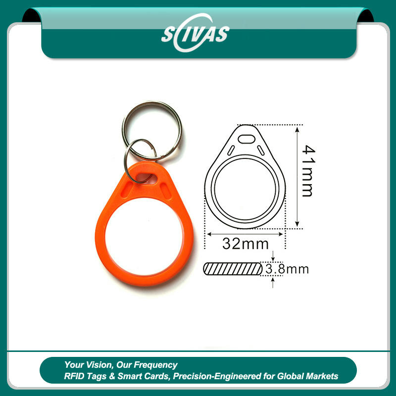 Two green ZT-SJZ-7 RFID key fobs are stacked together to represent bulk supply for large scale corporate or campus security rollouts.