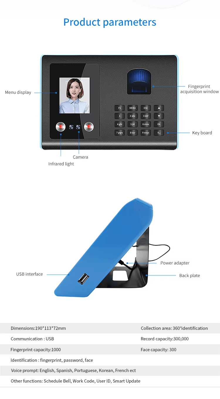 Biometric Dual Face-Fingerprint Terminals for Easy Excel Export